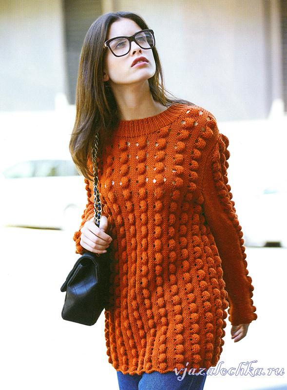 Уютный свитер терракотового цвета
